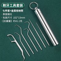 Stainless Steel Toothpick Set Portable Toothpick Holder Care Metal Dental Cleaning Tools Seven Pieces Set