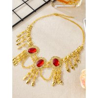 Belly dance head chain, Indian dance accessories, dance performance, golden and shiny, ethnic style, exotic charm, headwear deco