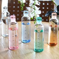 INS Style 500/750ML Water Bottle Leakproof Timescale Juice Bottle Transparent Tea Coffee Cup for Outdoor Sports