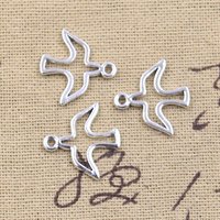 50pcs Charms Peace Dove Bird 18x18mm Antique Silver Color Pendants DIY Crafts Making Findings Handmade Tibetan Jewelry