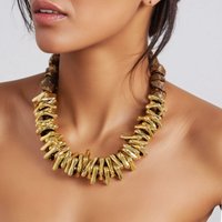 Statement Beads Necklace Gold Accessories Handmade for Women Trendy Party Jewelry