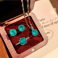 Luxury Classic 925 Sterling Silver Octagonal Rose Cut Brilliant High Carbon Diamond Jewelry Set Anniversary Elegant Jewelry
