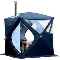 Portable Outdoor Sauna House with Large Window and Chimney Mouth, Quick Open, Thickened Warmth Fishing Tent, 4 Seasons, Winter