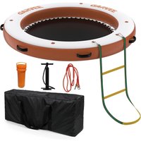 2.4m Round Inflatable Floating Dock Platform,Heavy Duty Water Raft Island with Mesh Swim Area & Non-Slip EVA Deck,for Sea & Pool