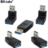 USB 3.0 90 Degree Adapter, USB 3 Male to Female Connector Header 180/90 Angled USB 5Gbps Port Saver-Right,Left,Up,Down Straight