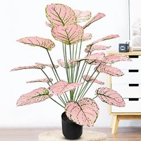 Artificial Flower Fake Green Pink Leaf Artificial Plants Decoration Simulated Bonsai Potted Decor Home Room Party Wedding Design