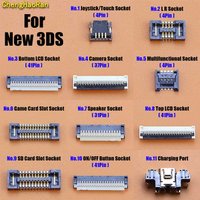1 Piece For New 3DS USB Charging Port Game SD Card Slot Horn Camera Socket Joystick Touch Top Buttom LCD Screem FPC Connector
