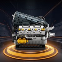 1268PCS V6 Engine Building Block Engine Model Bricks Set With Display Stand Desktop Ornament Adult DIY Toy Holiday Gift