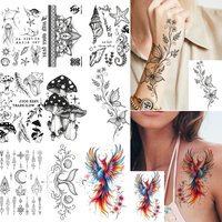 1 Sheet Phoenix Butterfly Jellyfish Starfish Temporary Tattoos For Adult Arm Hand, Fake Tattoo Sticker Realistic Tatoo Last Long