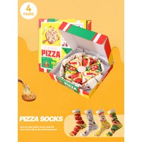 4 pair of medium-cut unisex socks pizza with a novel and quirky creative and interesting holiday gift