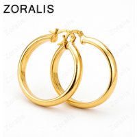 18K Gold 35mm Classic Smooth Circle Hoop Earrings For Women Charm Jewelry Fashion Party Engagement Wedding Birthday