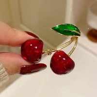 Enamel Cherry Brooches For Women Wedding Party Causal Fruit Plant Brooch Pins Gifts Jewelry Accessories