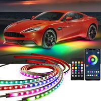 4in1 Neon LED Car Underglow Bottom Light RGB Flexible Waterproof LED Strip Underbody Light APP Remote Control Decorative Lamp