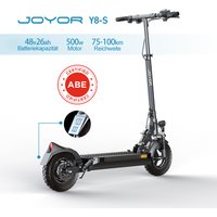 JOYOR Y8-S Erwachsenen-Elektroroller 500W 48V26Ah 25km/h 10" Faltbarer E-Scooter Deutschland Lager CE ABE Elektroroller