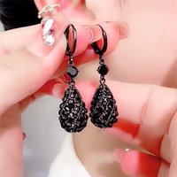 Simple Design Water Drop Shape Rhinestones Earrings for Women Light Luxury Shiny Zircon Hollow Earrings Jewelry Accessories