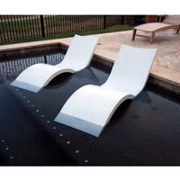 2PC Outdoor Deck Pool Lounge Chair Swimming Pool Garden Reclining Chair in Water Chaise Ledge Sun Lounger