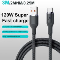 120W USB C Cable Braided Fast Charging Cable Super Quick Charge Data Cord 0.25m 1m 2m 3m for Xiaomi Huawei Samsung 2026 New