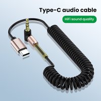 Type C Audio Cable USB C To 3.5mm Jack Aux Audio Adapter For Headphone Headset Speaker Type-C Converter Car Spring Coiled Wire