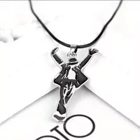 Classic Pop Star Singer MJ Necklaces Dancing Michael Jackson Drip Oil Pendant Neck Chain for Fans Monumental Jewelry Accessories
