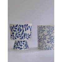 Porcelain Glazed Bonsai Pot, Blue and White, Cymbidium Tulip Plant Pot, Table Vase,Home Garden Decoration