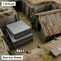 8Pcs/lot Miniature Corrugated Tile Steel Shed Model 1/35 Scale Building Wargame Micro Landscape Sand Table Layout Diorama Kit