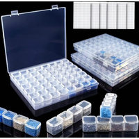 1pc Transparent Storage Box, 56 Grids DIY Diamond Painting Box, Plastic Storage Container For Fake Nail , Rhinestone Beads