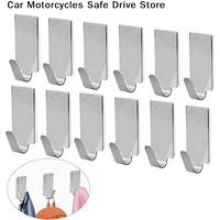 【CM】6/12pcs Self-adhesive Hook Stainless Steel Heavy-duty Wall Hook Bathroom Storage Towel Rack Multifunctional Kitchen Rack
