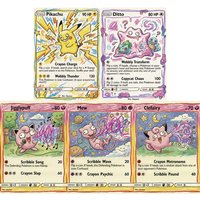 5Pcs Pokemon Cards Crazy Cartoon Style Kawaii Ditto Mew Jigglypuff Clefairy Rare Holo PTCG Cards Collection Cards Pokemon Gift