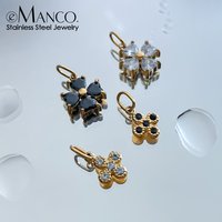 eManco Stainless Steel Four-Pointed Star Zirconia Charms for Women's Dangling Earrings Necklace Bracelet 48 Hour Shipping