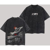 Madara Uchiha T-Shirt Naruto Herren Acid Wash Rücken-Print Kurama Anime Grafik Baumwolle Streetwear Sharingan Vintage Bootleg Tee