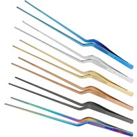 6/8/12-Inch Kitchen Tongs, Stainless Steel Culinary Precision Tweezers BBQ Tongs - Food Styling Baking Decor