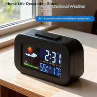 Multifunctional Weather Station Clock With Color Display - Temp & Humidity Monitor Backlit For Kids&Teens For Bedroom/Dorm Desk