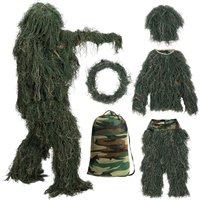 Adult Ghillie Suit, 5-in-1 Camouflage Outfit, Lightweight Outdoor Camouflage Clothing for Jungle Hunting, Cs, Bird Watching, or Halloween.