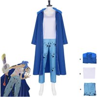 Halloween Party Set Anime Trafalgar D. Water Law Cosplay Costume Blue Plush Collar Coat Cloak Blue Pants Uniform Adult Woman