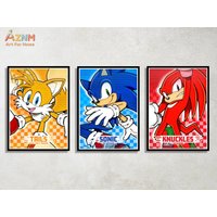 1pc/3pcs Set of 3 Sonic the Hedgehog Poster Bundle for bedroom decor, party decor, game room decor,