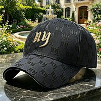 Full-length New York letter baseball cap - gold embroidery - adjustable curved edge - luxurious street style sun hat - suitable