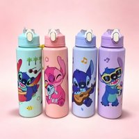 3D Printed Cartoon Pattern Water Bottle, Durable Reusable, Adorable & Fun, Lightweight Original Travel Kettle, Sturdy Plastic