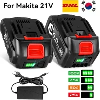 Makita 21V 6000mAh Battery 5S2P 18650 Cells Overload Protection Fast Charging Compatible with Drill/Screwdriver Safety Certified