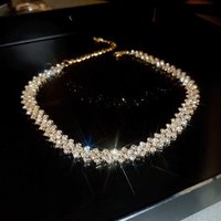 Luxury Shiny Full Rhinestone Choker Necklace for Women Personalized Geometric Crystal Necklaces Wedding Jewelry Party Gifts K0