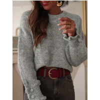 Ladies Elegant Casual Knitted Sweater Long Sleeve Top Spring Autumn Fashionable Versatile Outfit Essential Ins Style