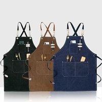 1pc verdickte wasserdichte verschleißfeste Canvas-Schürze mit Taschen langlebige Crossback verstellbare Schürze