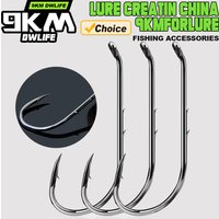 9KM Baitholder Fishing Hooks 50~100Pcs Live Bait Hook Barbed Shank Down Eye Offset Circle Hook Carp Fishing Jig Worm Hook Tackle