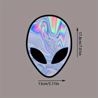 1PC Cool Holographic Alien Sticker for Hydro Flask, Laptop, Skateboard, Bike - Unique Decor for Space Enthusiasts
