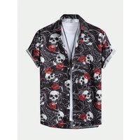 Men Shirt Fashion Skull Pattern 3D Print short Sleeves Shirts Casual Design Short Sleeve Shirts Fashion Button Tops