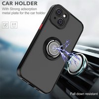 Ring Holder Matte Case For iPhone 15 14 13 12 11 Pro Max Mini XR XS X SE2020 6 7 8 15 Plus ShockProof Magnetic Hard Cover Full