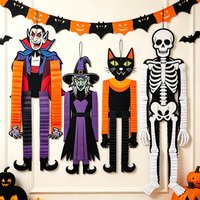 Halloween Hanging Decorations Vampire Witch Cat Pumpkin Skeleton Ornaments for Indoor Outdoor Halloween Party Door Wall Decors