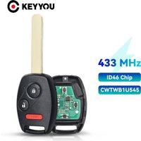 KEYYOU 1PCS With Battery CWTWB1U545 433Mhz ID46 Chip Smart Remote Key Fob For Honda Pilot 2005 2006 2007 2008 1788A-FWB1U545