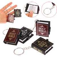Mini Bible Keychain Book Pendant Key Chain Car Key School Bag Decoration Accessories English Cross Religious Christian Keyring
