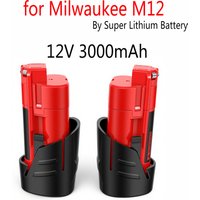 For 12V 3Ah Milwaukee Battery Compatible with Milwaukee M12 XC 48-11-2410 48-11-2420 48-11-2411 12-Volt Cordless Tools Battery