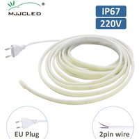 Bande lumineuse LED COB AC220V, ruban Flexible étanche IP67, fil à 2 broches/prise ue, 3000K/4000K/6000K, éclairage linéaire extérieur